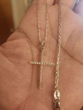 14kt White Gold Diamond Cross 4.24 Grams Necklace 20 L